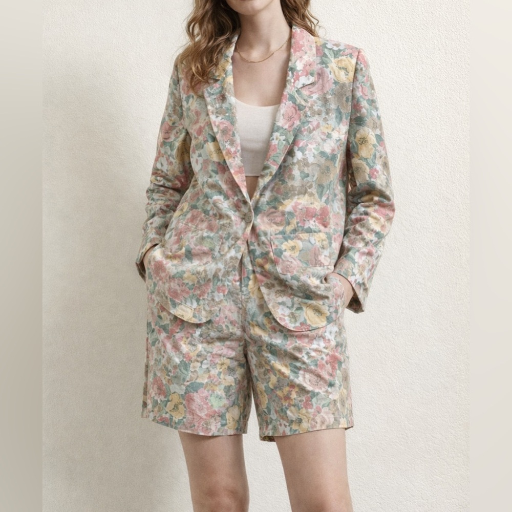 Vintage Elizabeth Williams Floral Two Piece Suit